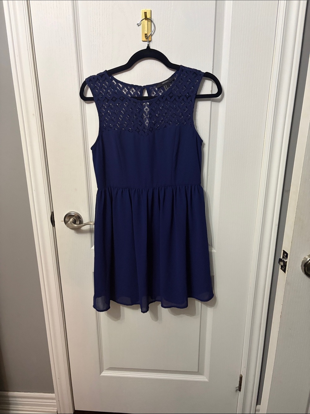Forever 21 Navy Lace Yoke Sleeveless Dress